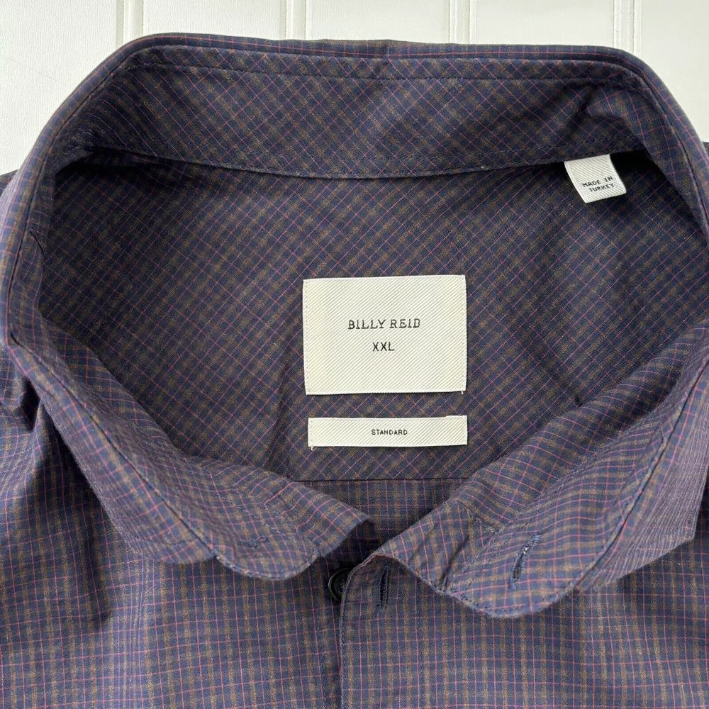 Billy Reid 100% Cotton Button Shirt (Size XXL) Long Sleeve Plaid Standard Fit - Picture 8 of 9